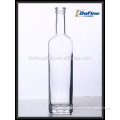 750ml clear glass thick base round red wine bottle/ alcohol bottle/ tequila bottle with cork cap